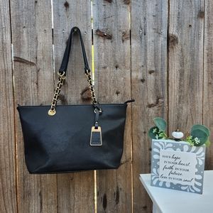 Aldo Black With Gold Tote Bag Purse